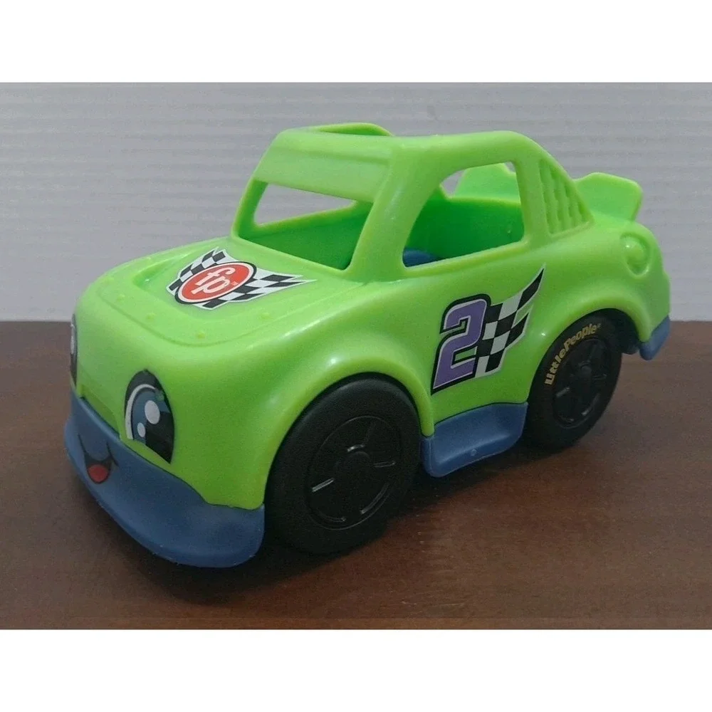 Fisher Price Little People GREEN RACE CAR #2 VEHICLE for RACING Sports Car